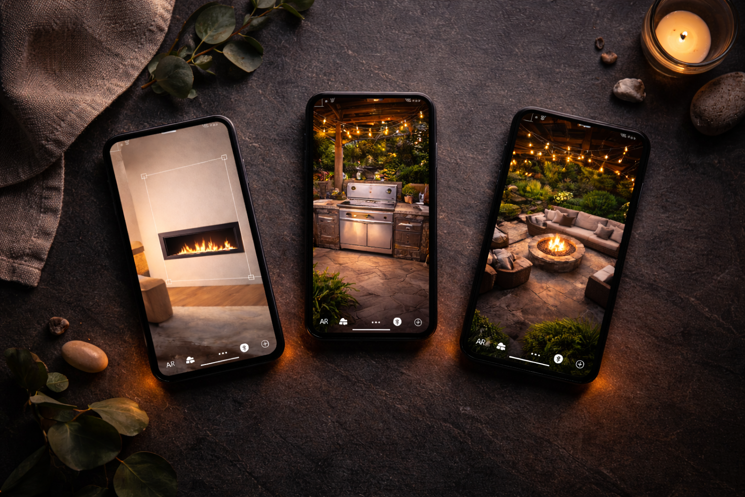 Customer using the Fyrris AR app to visualize products in their home