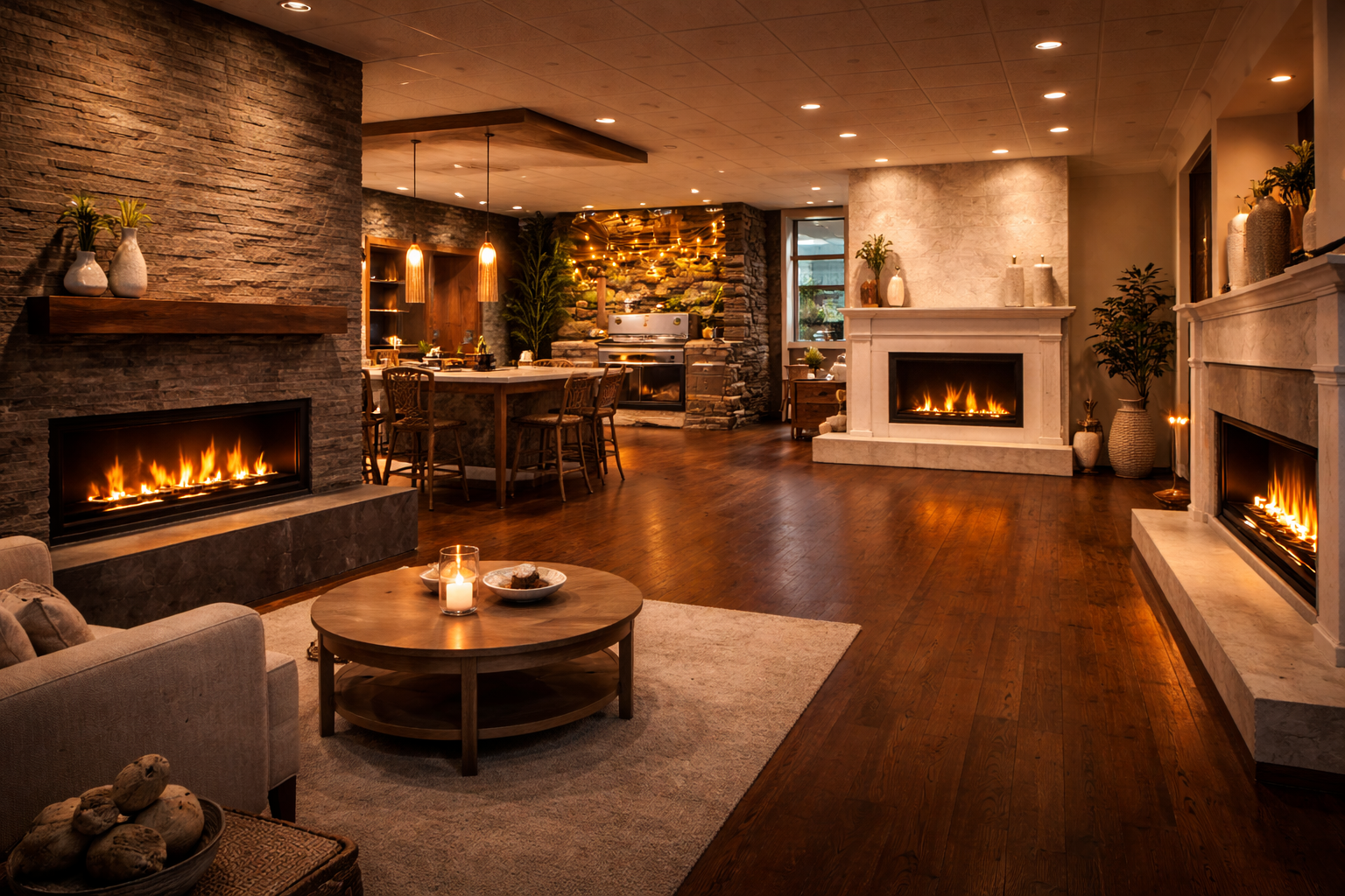 HPB specialty retailer showroom with fireplace and patio displays